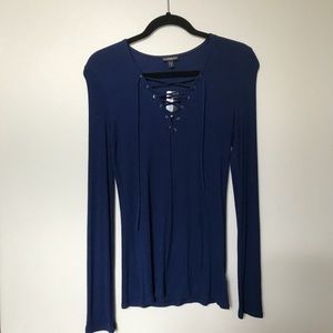 Express Ribbed Tie Up Top